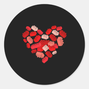 Sticker Rond briques de blocs de construction de coeur de la Sa