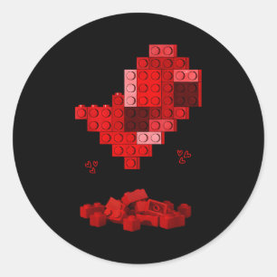 Sticker Rond Briques de construction de coeur pour la Saint-Val