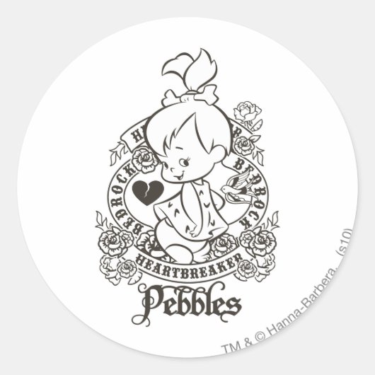 Sticker Rond Brise-coeur PEBBLES™ B&W (Devant)