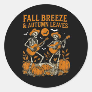 Sticker Rond Brise d'automne et squelette de feuilles d'automne