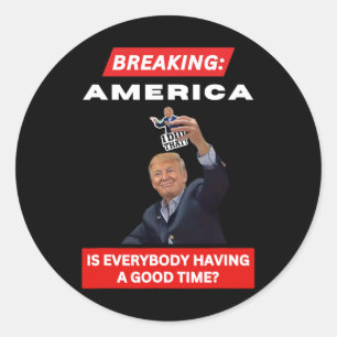 Sticker Rond Briser l'Amérique anti-trump tarifs douaniers main