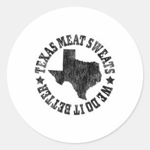 Sticker Rond Brisket Byrbecue La Sueur De Viande Du Texas Est P