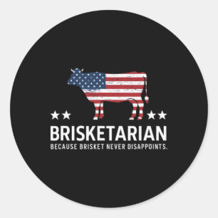 Sticker Rond Brisketarian Brisket Bbq Viande Humour Bbq Hommes