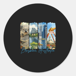 Sticker Rond Brisne Australie Pinceau Voyageant Souvenir Va