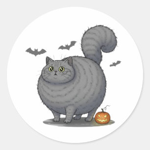 Sticker Rond Brit Caredy - Halloween de Chat Shorthair britanni