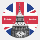 Sticker Rond British Flag & Big Ben - Londres, Royaume-Uni /fan (Devant)