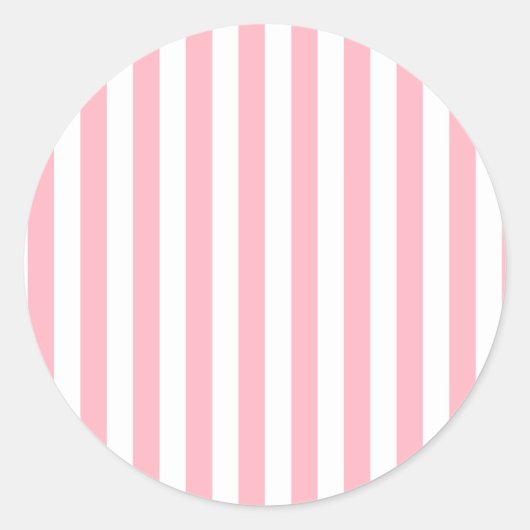 Sticker Rond Broad Stripes - Blanc et Rose clair (Devant)