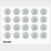 Sticker Rond Brocade Argent Quinzième Anniversaire Menthe verte (Feuille)