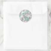 Sticker Rond Brocade Argent Quinzième Anniversaire Menthe verte (Sac)