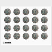 Sticker Rond Brocade bleu et argent (Feuille)