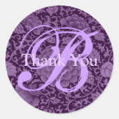 Sticker Rond Brocade violet Merci de monogramme de Brocade (Devant)