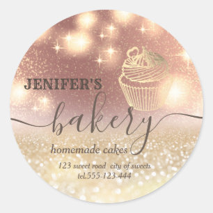 Sticker Rond Broche à rouleaux et whisky chef script boulangeri