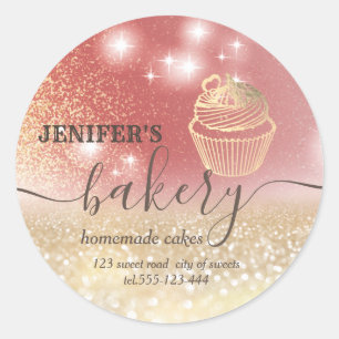 Sticker Rond Broche à rouleaux et whisky chef script boulangeri