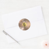 Sticker Rond Broche et cuivre bronze Chic moderne Monogramme or (Enveloppe)