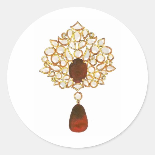 Sticker Rond Broche Kundan & ruby (Devant)
