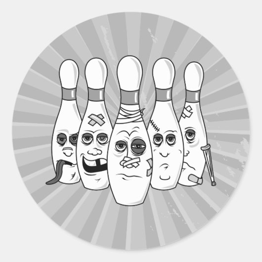 Sticker Rond broches de bowling cassées gris (Devant)