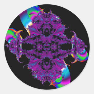 Sticker Rond Brochure violette et ruban adhésif fractal/envelop