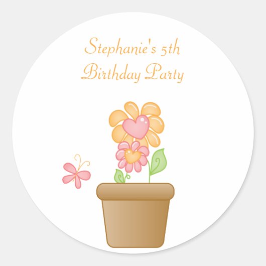 Sticker Rond Brochures de fête d'anniversaire de jardin de papi (Devant)