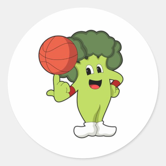 Sticker Rond Brocoli aux sports de basketball (Devant)