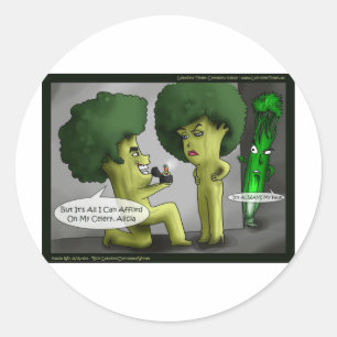 Sticker Rond Brocolli Mariée Funny Cartes Tee - shirts Mugs & C