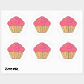 Sticker Rond Broderie de cupcake à fraise Imprimer (Feuille)