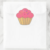 Sticker Rond Broderie de cupcake à fraise Imprimer (Sac)