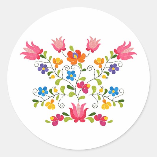 Sticker Rond Broderie florale (Devant)