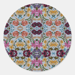 Sticker Rond Broderie florale Motif avec de belles fleurs