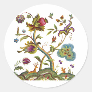 Sticker Rond Broderie Jacobean traditionnelle de Deerwood