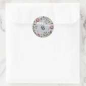 Sticker Rond Broderie rose menthe bleu floral papillon (Sac)