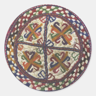 Sticker Rond Broderie tribale afghane : haut du Casquette