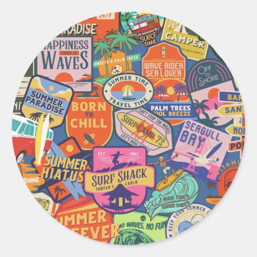 Sticker Rond Brodeurs de surf (Devant)