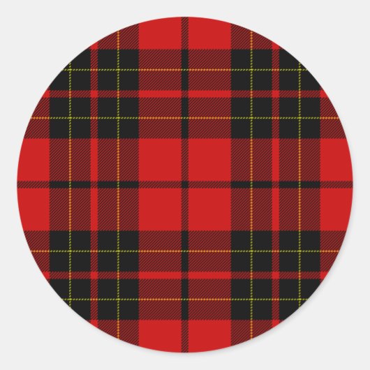 Sticker Rond Brodie tartan rouge noir plaid (Devant)