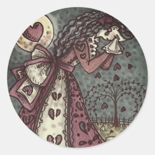 STICKER ROND BROKEN HEARDISE WEEPING VALENTINE, CEMETERY GOTH