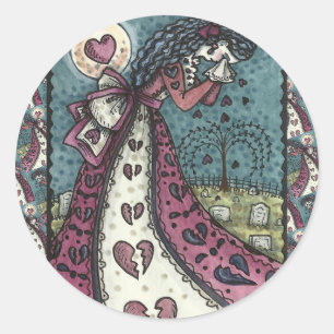 STICKER ROND BROKEN HEARDISE WEEPING VALENTINE, CEMETERY GOTH
