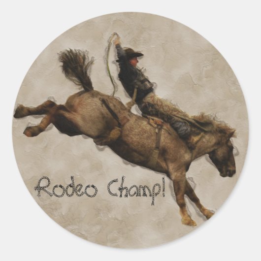 Sticker Rond Bronco Cowboy de style occidental (Devant)