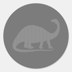Sticker Rond Brontosaurus gris