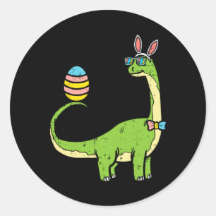 Sticker Rond Brontosaurus Oreilles de Lapin Oeuf Jour de Pâques