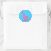 Sticker Rond Brontosaurus pourpre Dinosaur (Sac)