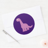 Sticker Rond Brontosaurus pourpre Dinosaur (Enveloppe)