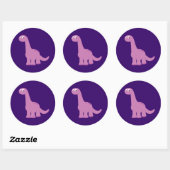 Sticker Rond Brontosaurus pourpre Dinosaur (Feuille)