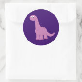 Sticker Rond Brontosaurus pourpre Dinosaur (Sac)