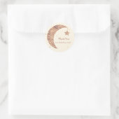 Sticker Rond Bronze Crème Lune & Étoiles Baby shower Favoriser (Sac)