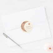 Sticker Rond Bronze Crème Lune & Étoiles Baby shower Favoriser (Enveloppe)