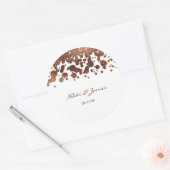 Sticker Rond Bronze et blanc Confetti Dots Glamor Shimmer (Enveloppe)