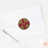 Sticker Rond Bronze et rouge profond Fleur de Lis Carte de fin  (Enveloppe)