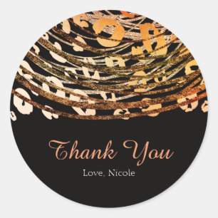 Sticker Rond Bronze Orange Cheetah Exotic Party Favoriser