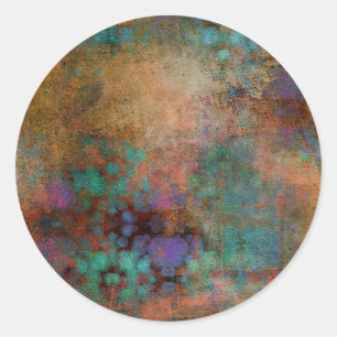 Sticker Rond Bronze, Turquoise, violet Abstrait