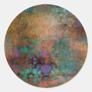 Sticker Rond Bronze, Turquoise, violet Abstrait