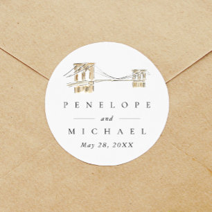 Sticker Rond Brooklyn Bridge Chic New York Mariage